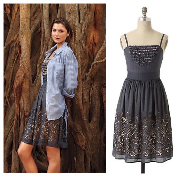 Anthropologie Dresses & Skirts - 🆕 ANTHROPOLOGIE Eyeleted Islands Dress Blue Gray